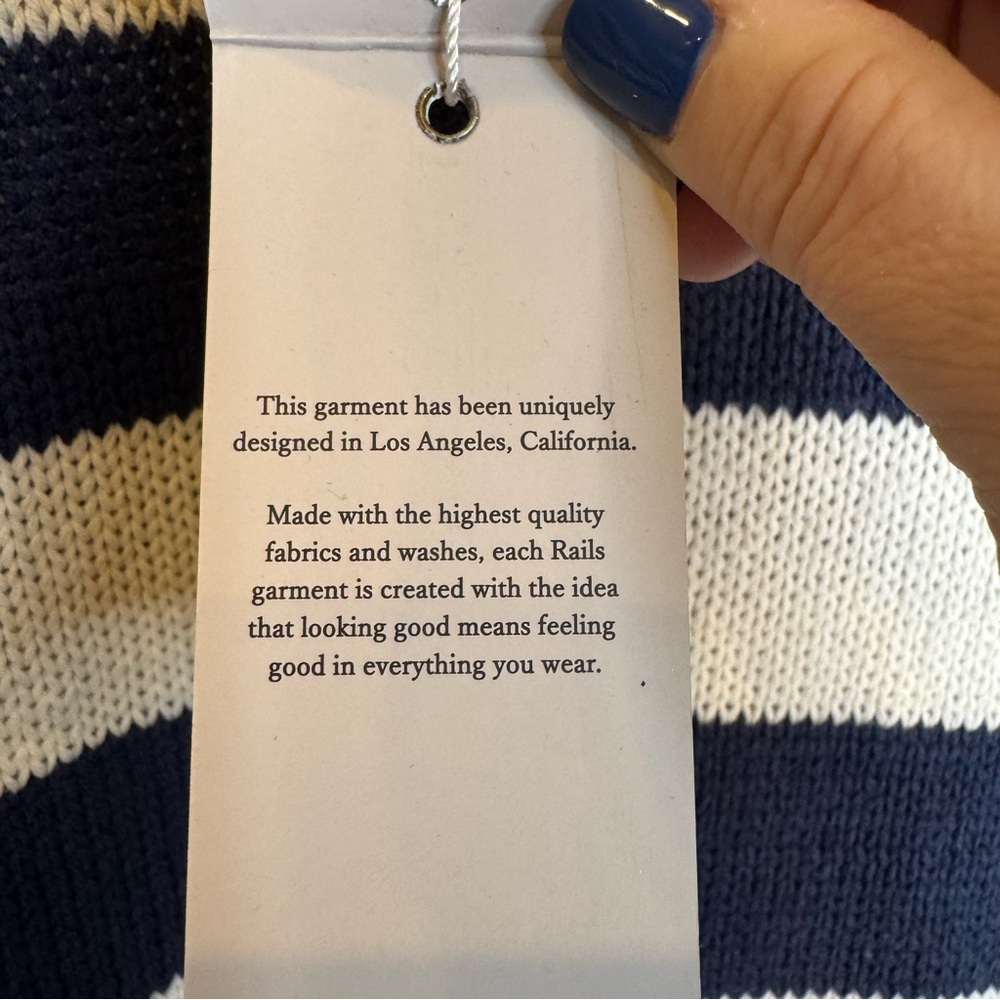 Rails Marin Navy White Stripe Cotton Knit Sweater NWT Medium - Picture 4 of 11